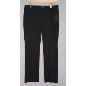 NYDJ Solid Black Straight Ponte Pants Womens 6 Petite Stretch Mid Rise Trousers